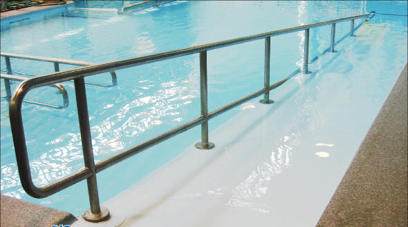 Ramp area into the pool at the ADA Compliance for Pools