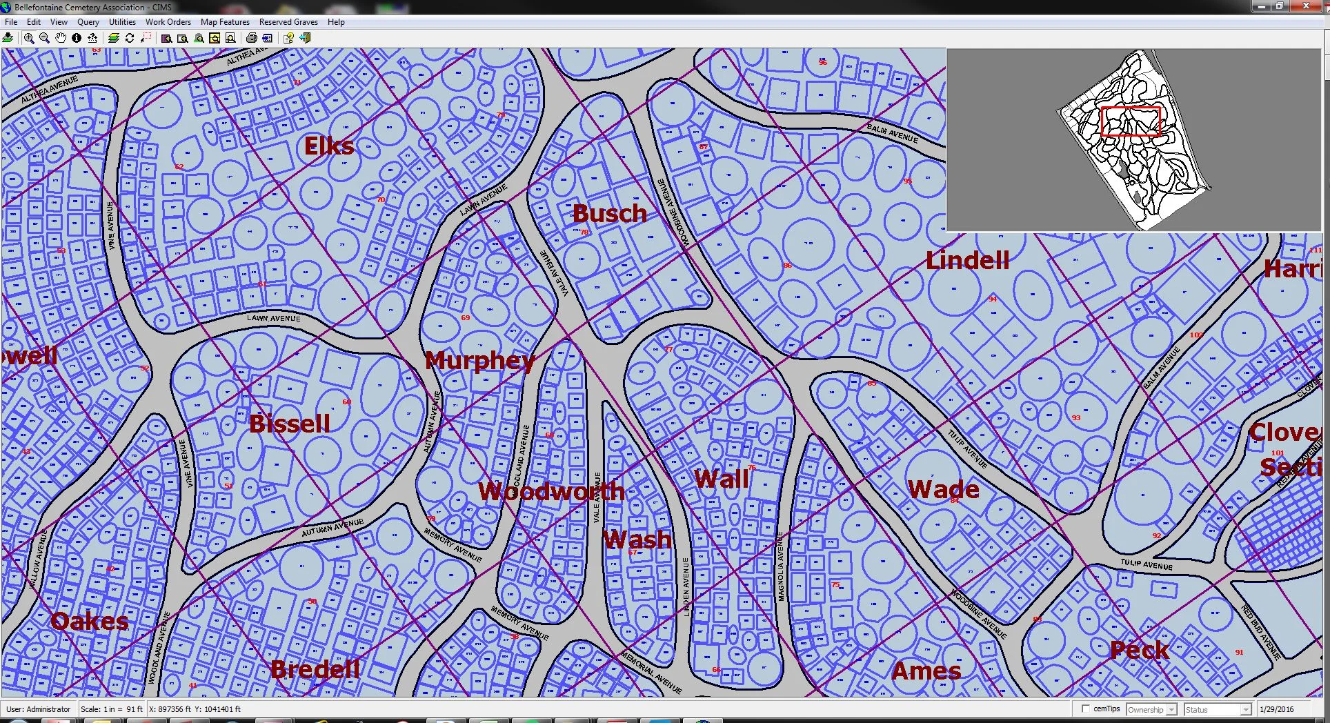 Screenshot of the GIS being used