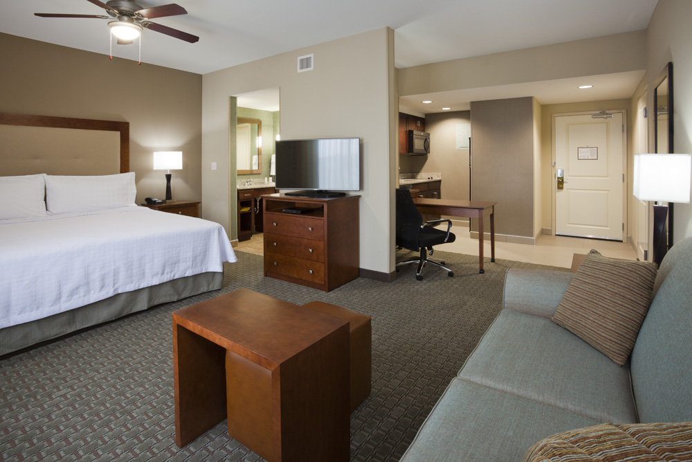 Bedroom in the Homewood Suites in Rochester, MN
