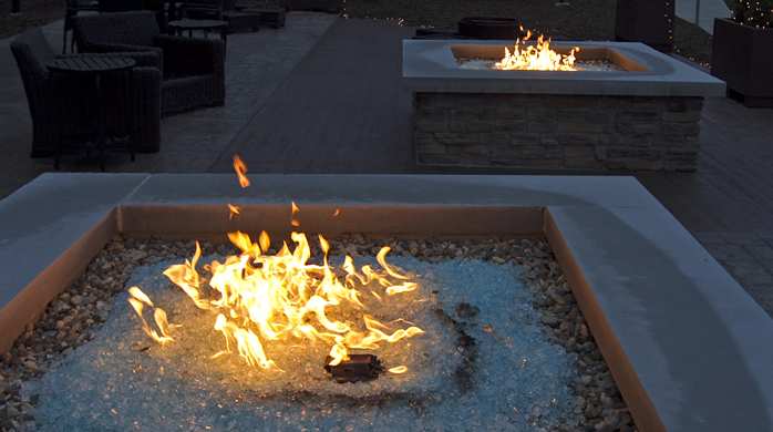 Outside fireplace area in the the Hilton Garden Inn in Cedar Falls , IA