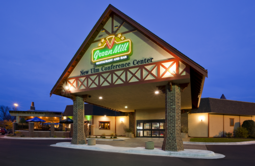Night time outside view of Green Mill in New Ulm, MN
