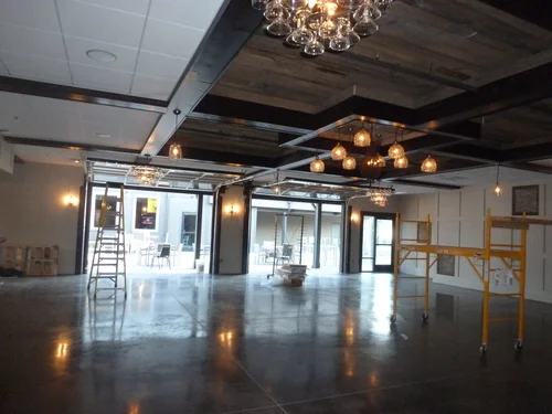 Construction in the dining room at O’Neil’s in Spicer, MN