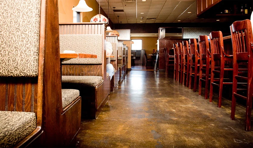Seating area at Max’s Grill in Olivia, MN