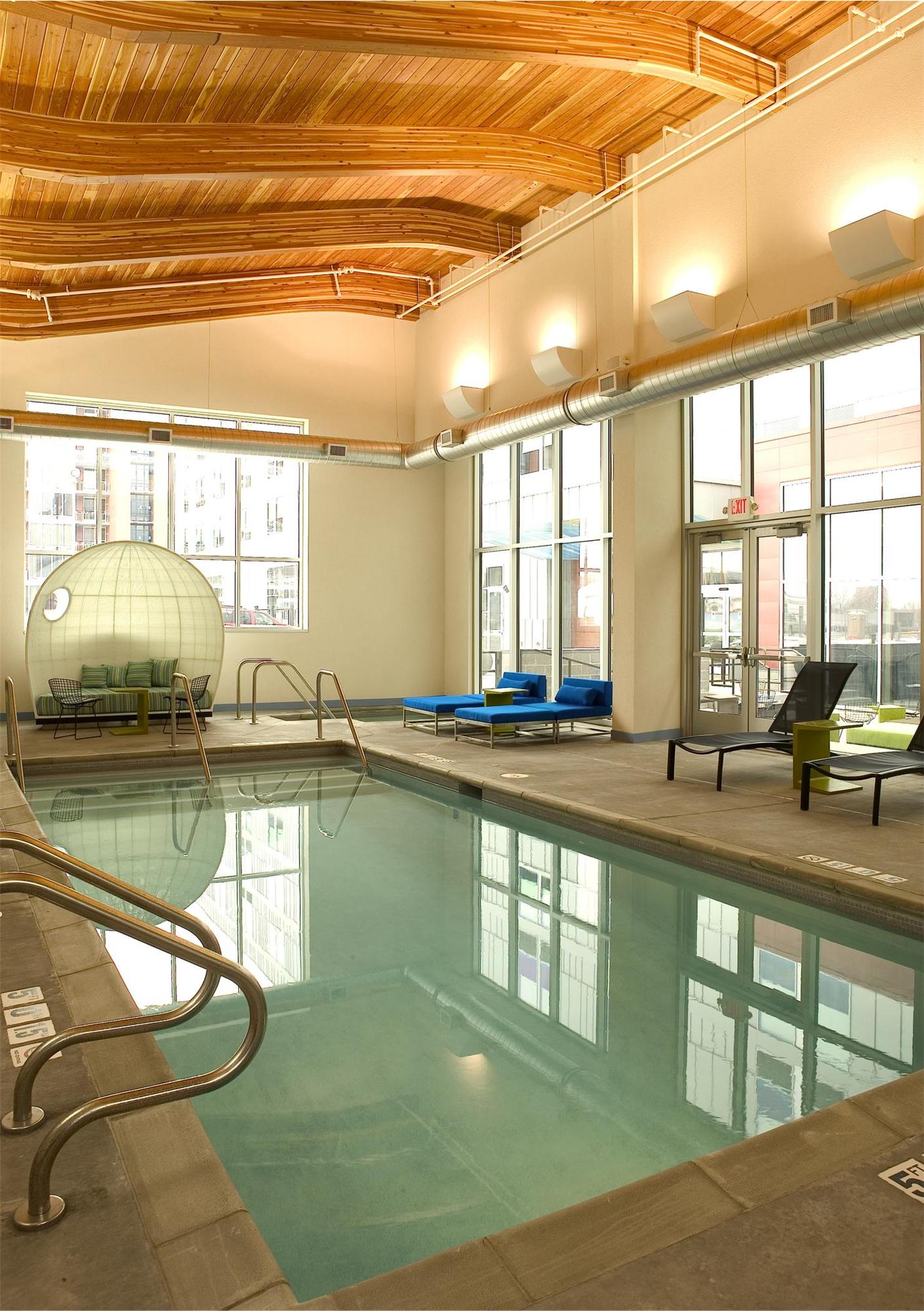 Pool area in the Aloft Hotel in Minneapolis, MN