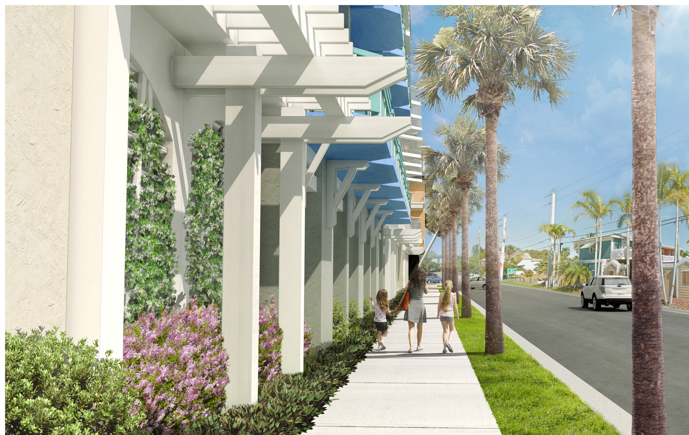 The street outside of the Margaritaville Resort in Fort Myers Beach, FL