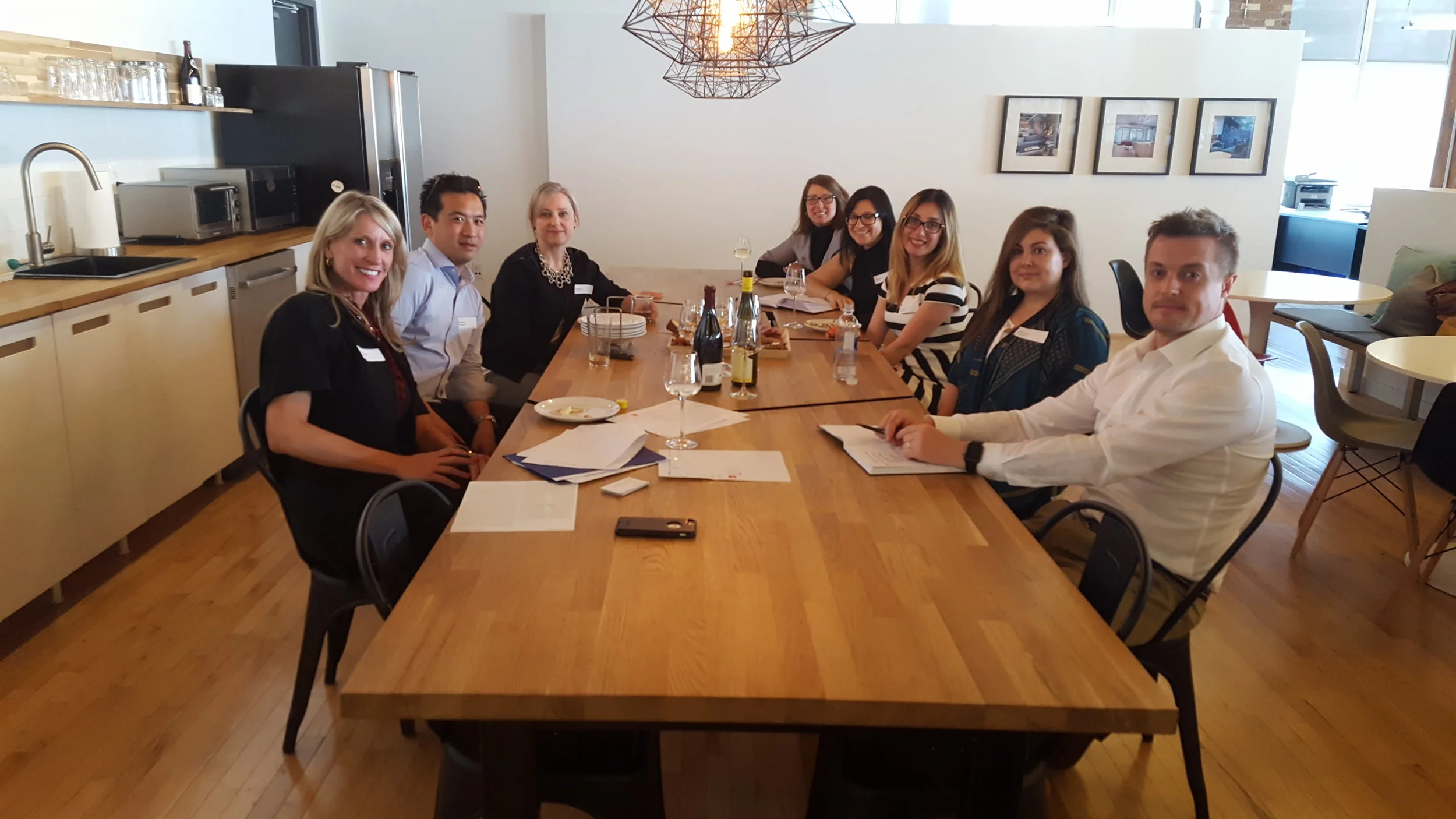 (photo participants) left to right: Lisa Thorsteinson (Straticom), Andrew Wong (Workplace One), Roberta Diachok (Lifemark), Sabrina Carinci (Straticom), Faye Tsimicalis (Ultimate Software), Amaris Singh (Veeva Systems), Ian Cox (Straticom).