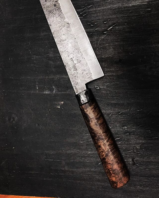 #chefknife #kitchenknife #handforged #52100steel #mapleburl