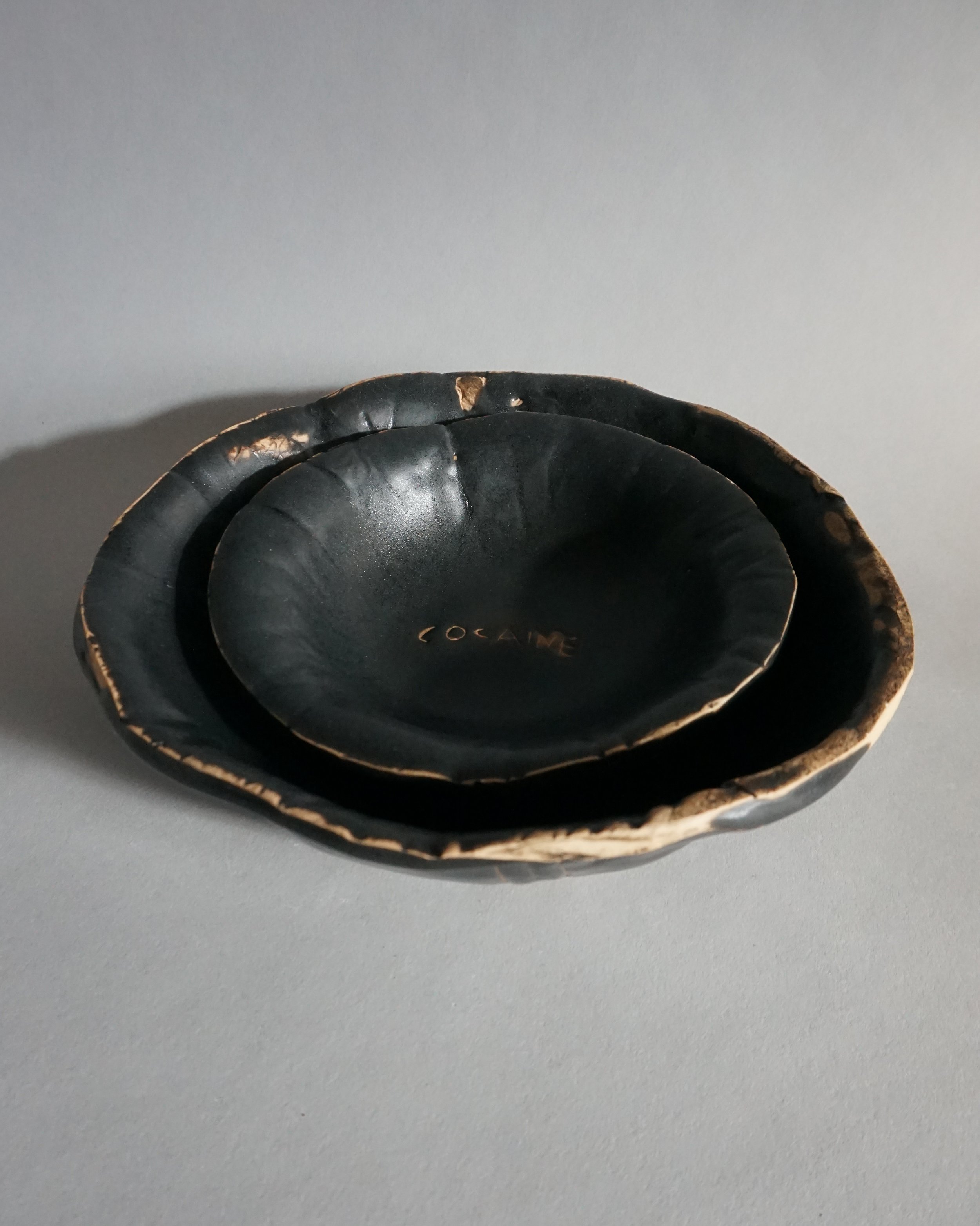  Drugs, 2022  Stoneware  Small bowl 6.5 in diameter  Large bowl 8.5 in diameter 