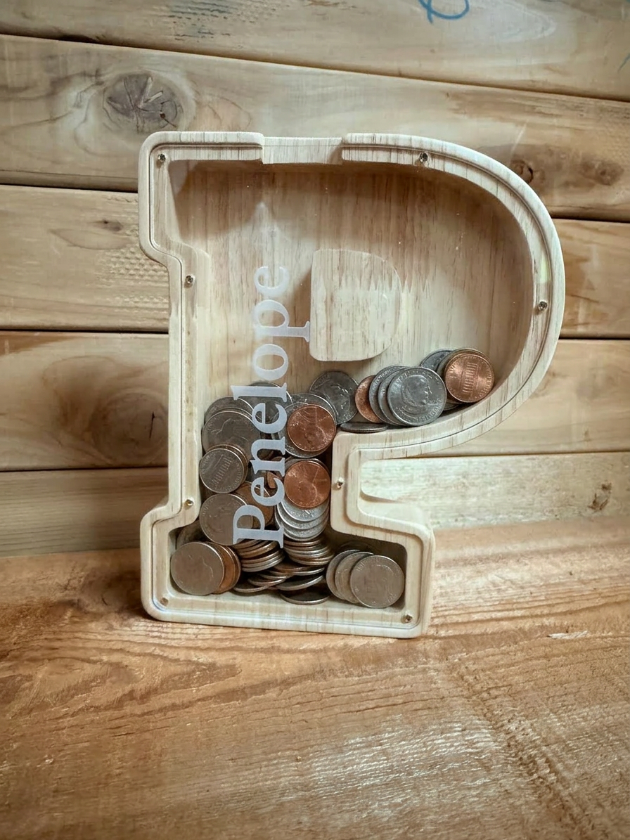 Custom Engraved Kid's Wooden Bank