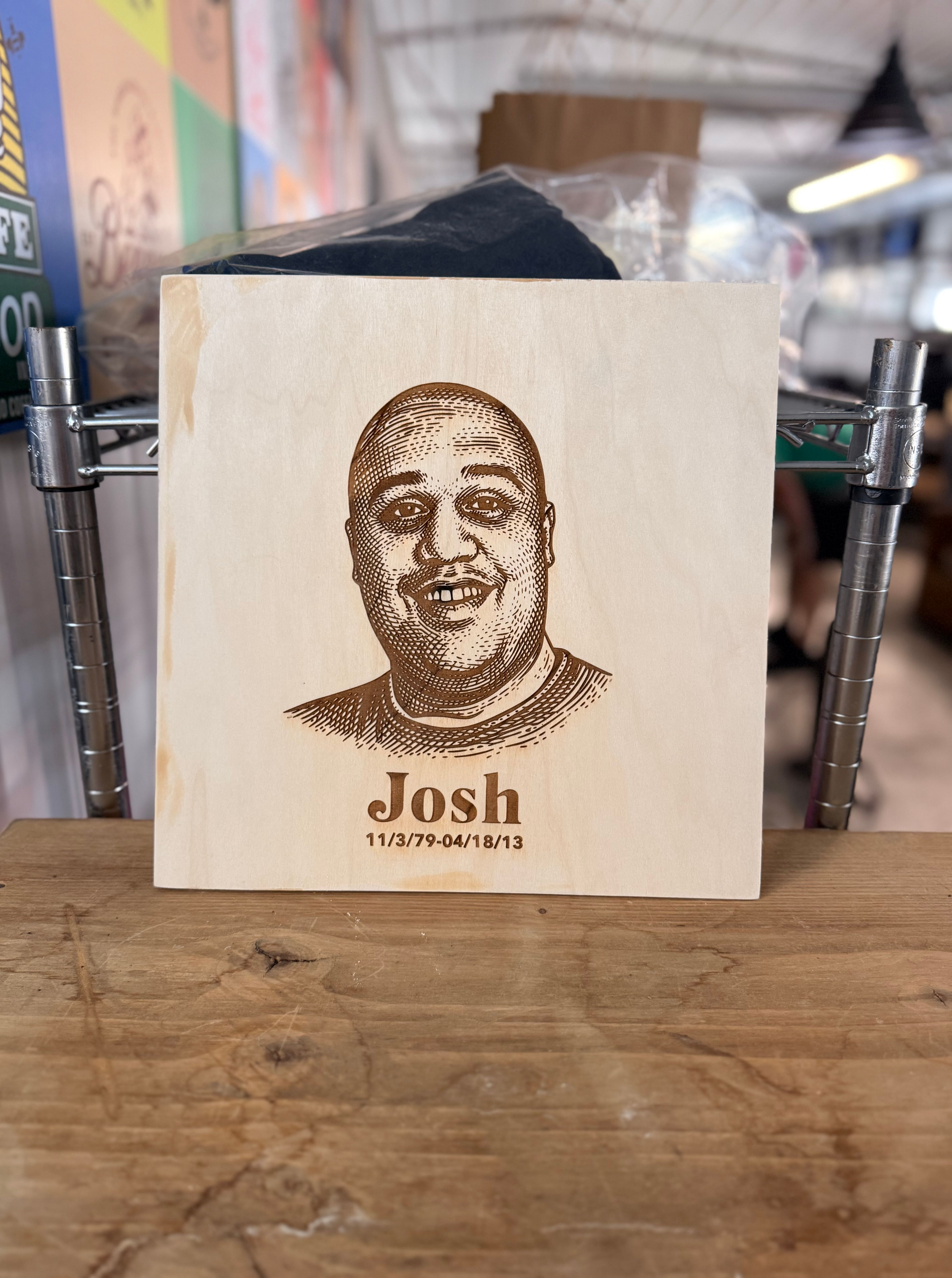 Custom Laser Engraved Wood Memorial Photo Plaque