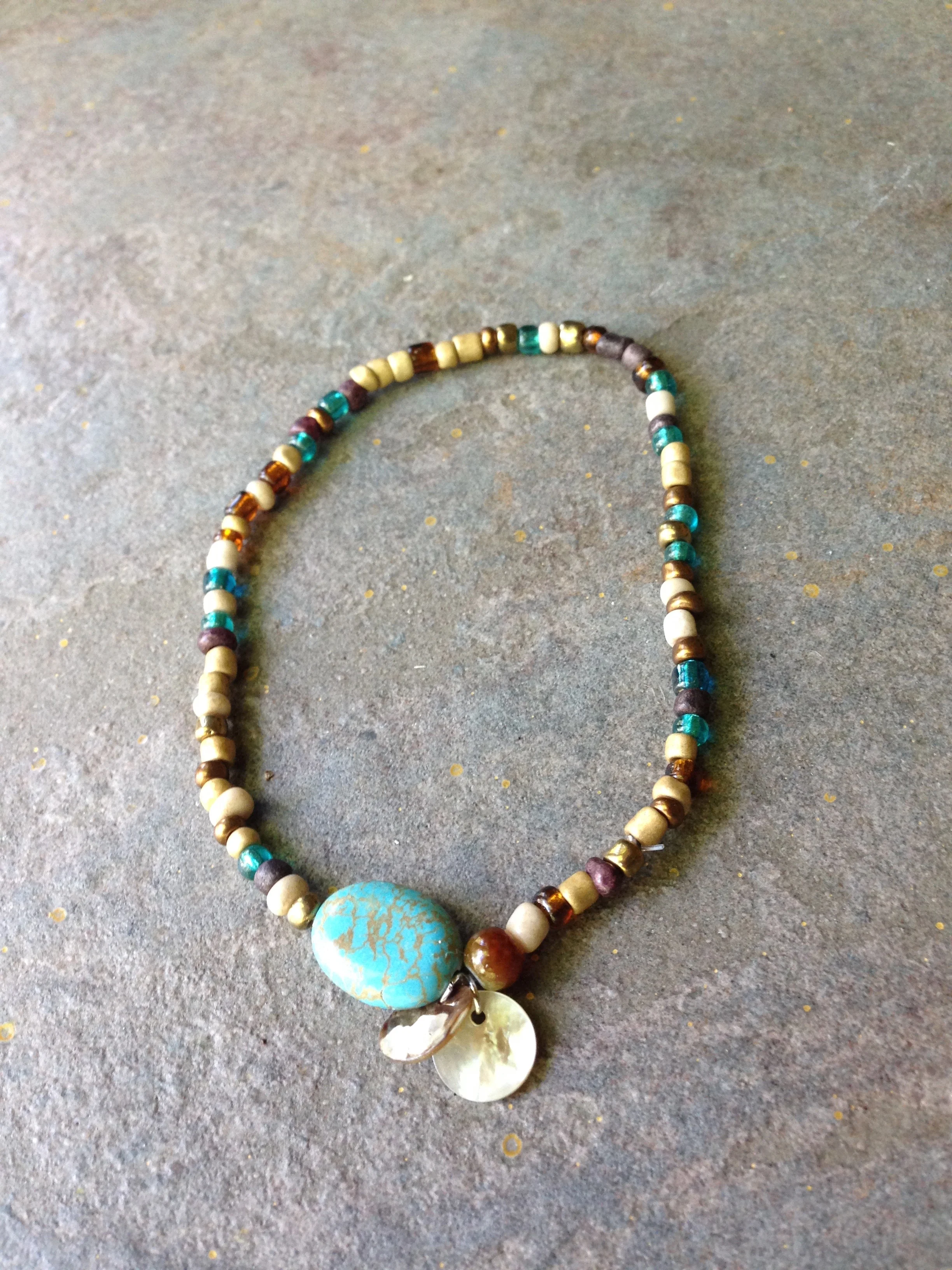 Turquoise with Seashell charms