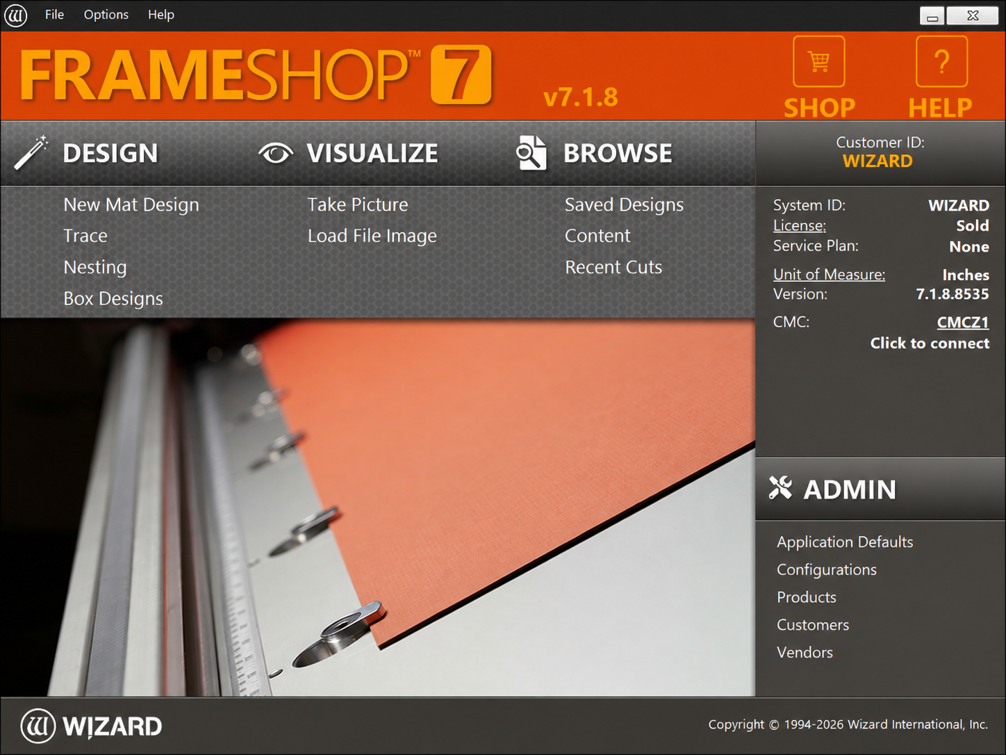 FrameShop 7.1.8 Home Screen