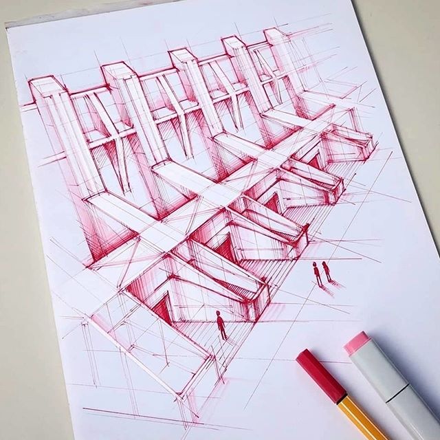 #Repost from @mxrxvs
.
I was very much in architecture sketching mood the past days! Started with some random perspective lines on the paper and ended up with a great great wall.
.
.
.
#alvindrafting #draftingtools #drafting #draft #draw #drawing #drawingtools #architect #architecture #architecturestudent #architecturedrawing #architecturedesign #architecturesketch #render #rendering #architecturerendering #sketch #sketching #sketchingtools #sketchbook #art #artist #architectural #architectsofinstagram #design #designer #architecturestudent