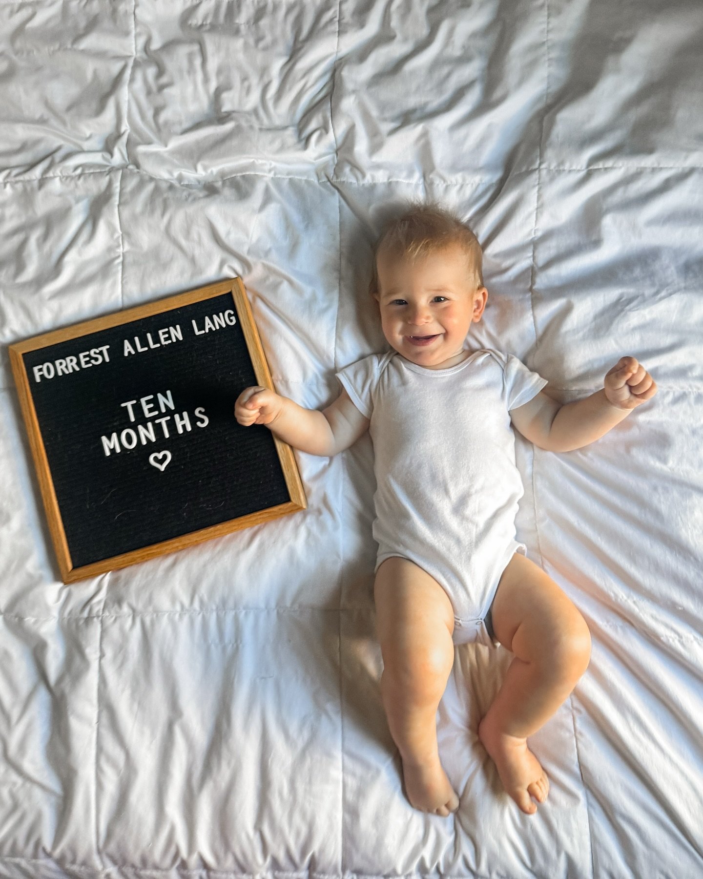 Ten months of Forrest 🌲💙 He&rsquo;s walking!! This wild child is into everything, on the move, and never stops. We have still never slept through the night, but his days are filled with so much happiness that I&rsquo;m *mostly* okay with the sleep 