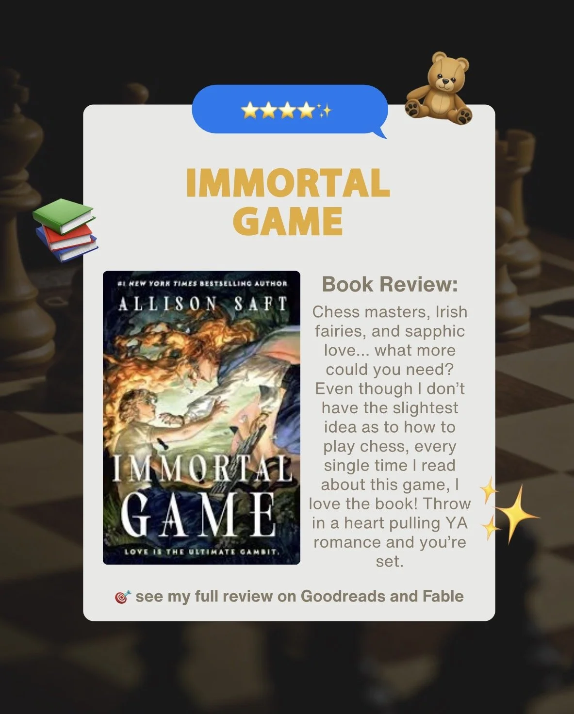 Book Review: Immortal Game, Allison Saft