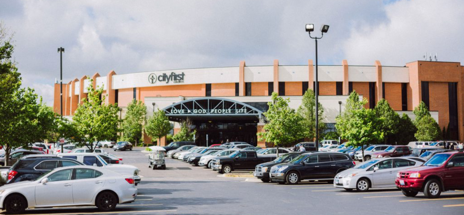 The primary exterior signage, when replaced, was the only place to feature the cross version of the logo, to make it clear the building was a church. However, through everyday usage it worked it’s way into being the primary logo used at all campuses. You can see more of the branding at cityfirst.chuch .