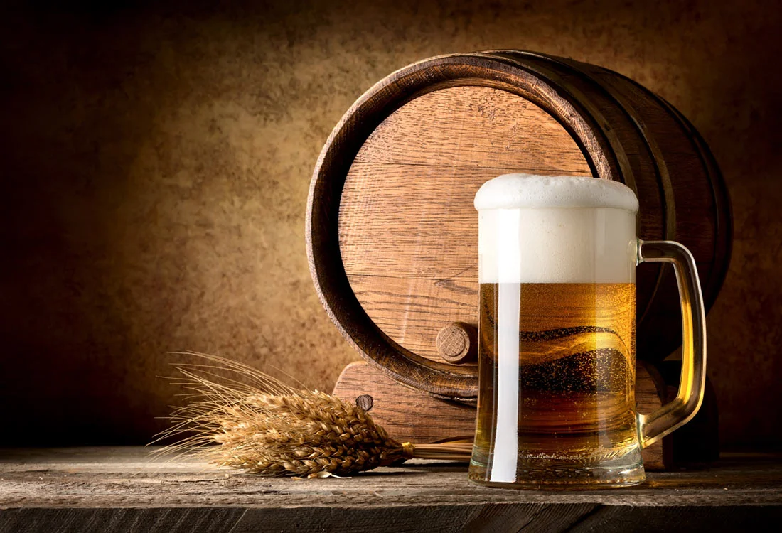 Clean beer with barrel