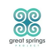 Logo for Great Springs Project featuring swirling design and text