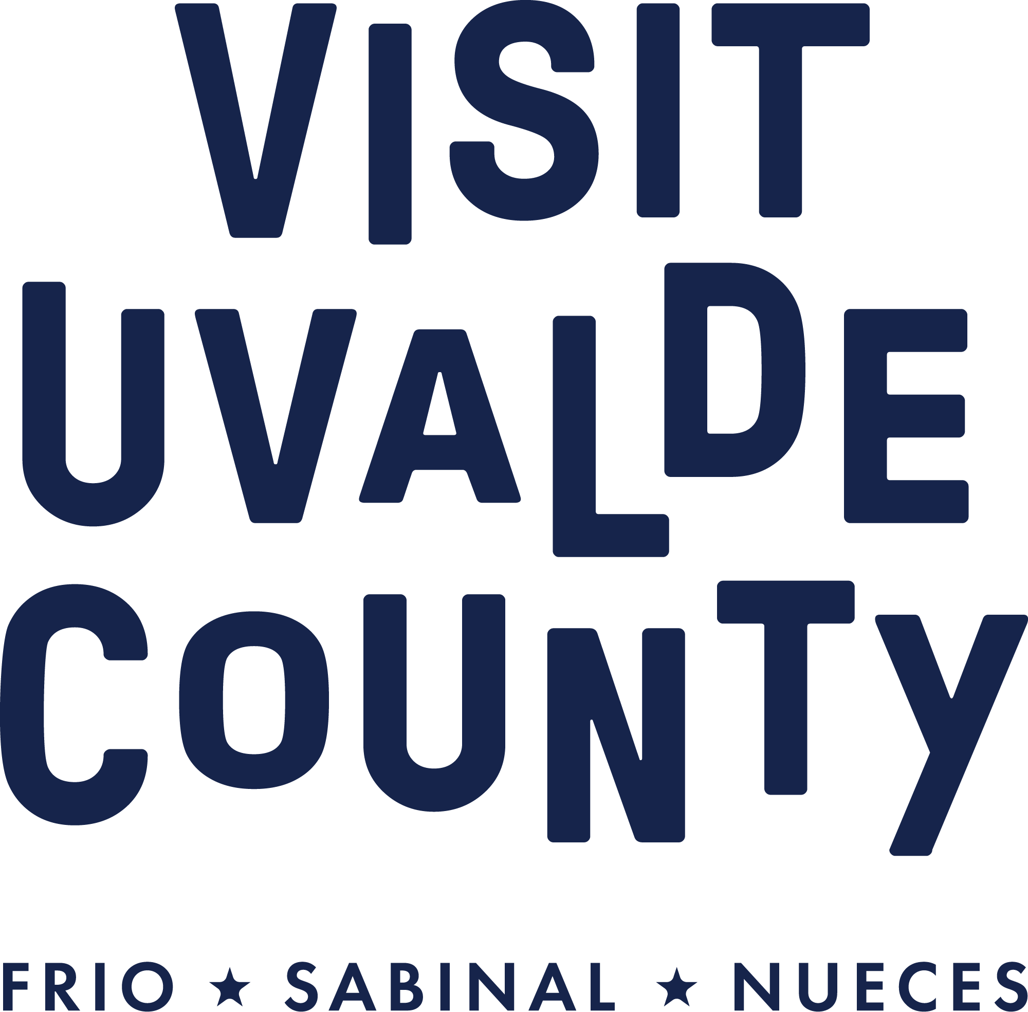 Visit Uvalde County Logo in navy blue and white