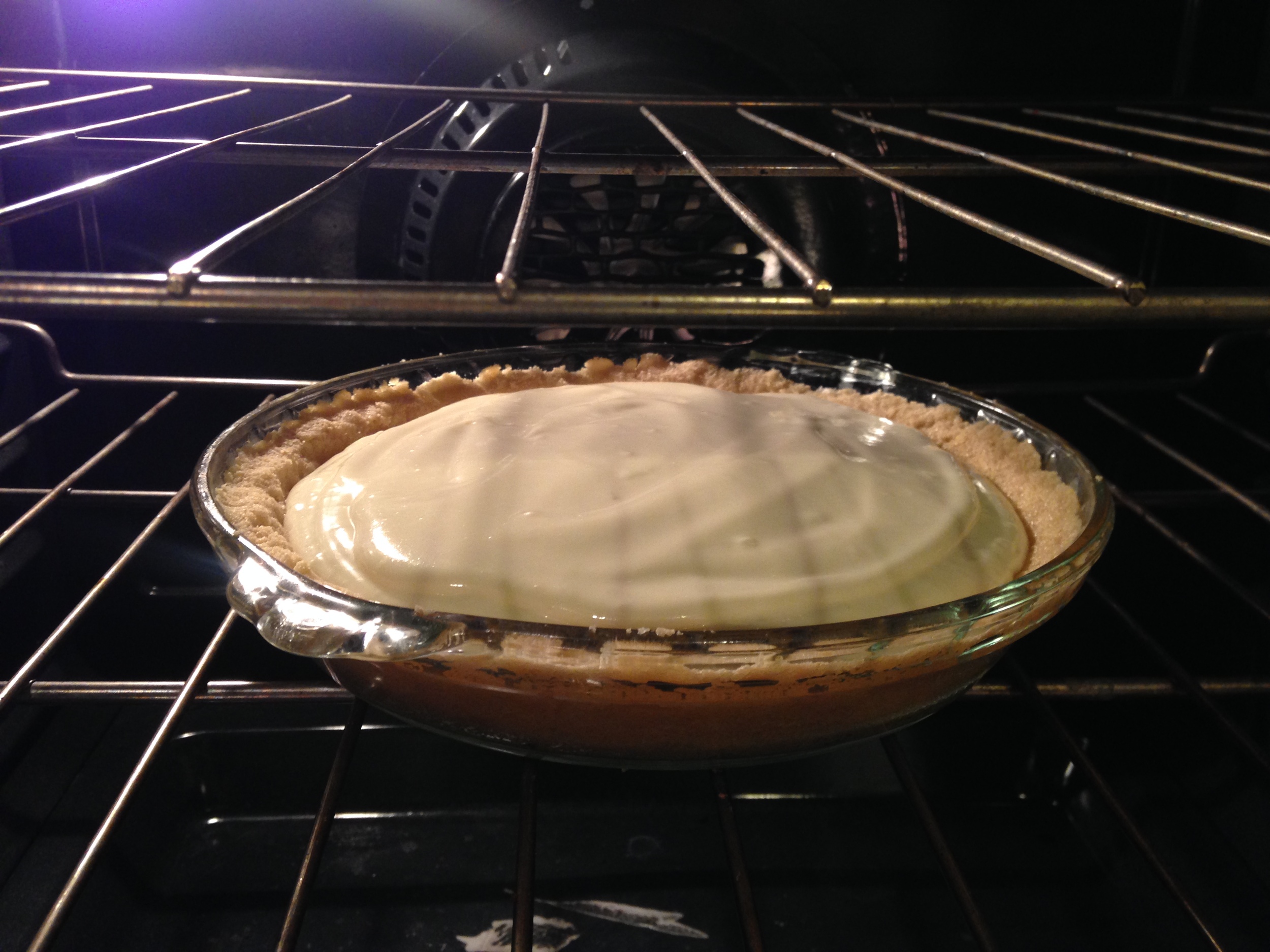 All right, now pop that gorgeous pie into the oven at 350 for another 10 minutes or so. Then let it cool for about an hour. After that into the fridge and it really will be best served the next day.