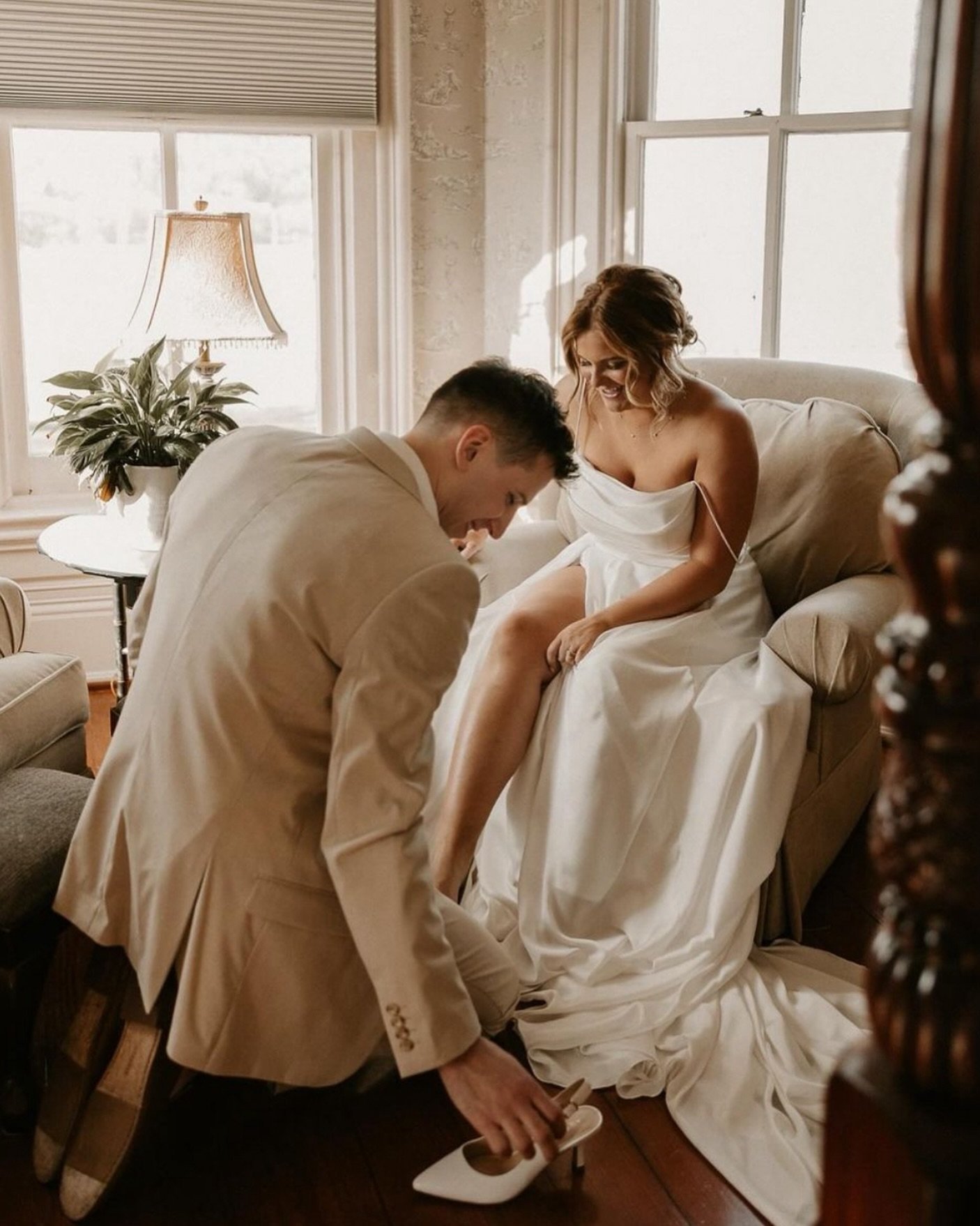 I have seen photos of a few couples getting ready together for their wedding and there is something so romantic and intimate about it. Would you get ready for your wedding with your partner?