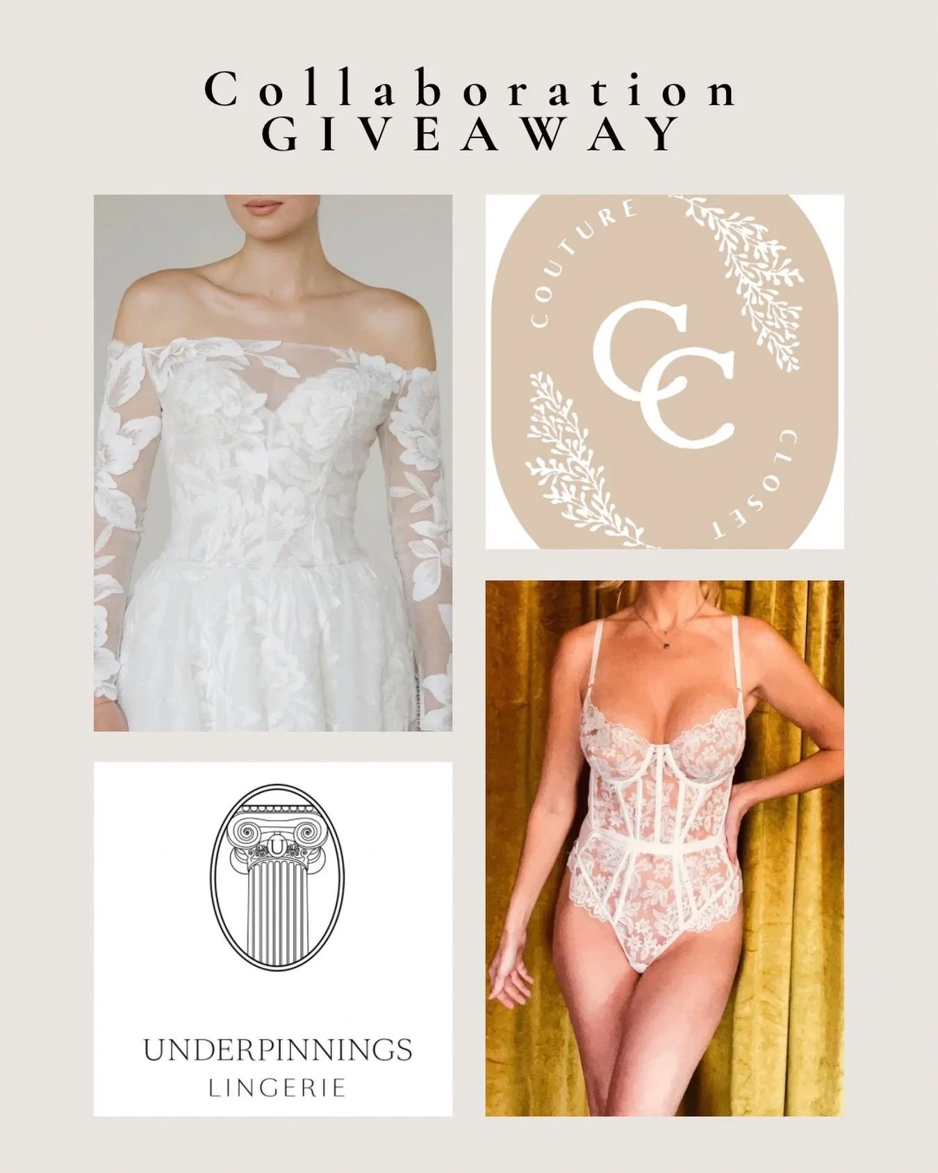 ✨GIVEAWAY TIME✨
From now until February 14th, enter to win a gift from both @couturecloset_ky &amp; @underpinningslingerie . See below for details!

You will win: $100 Gift Card OR a FREE VIP bridal appointment at Couture Closet (your choice). AND $5