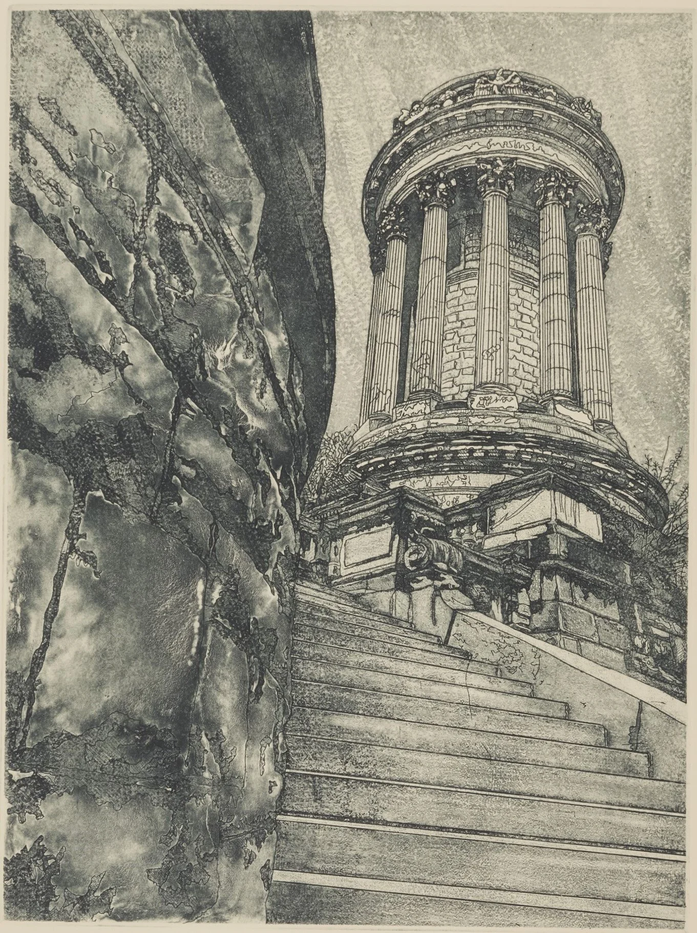   "Under the Upper West Side"   14 × 20 in. Etching, 2023 