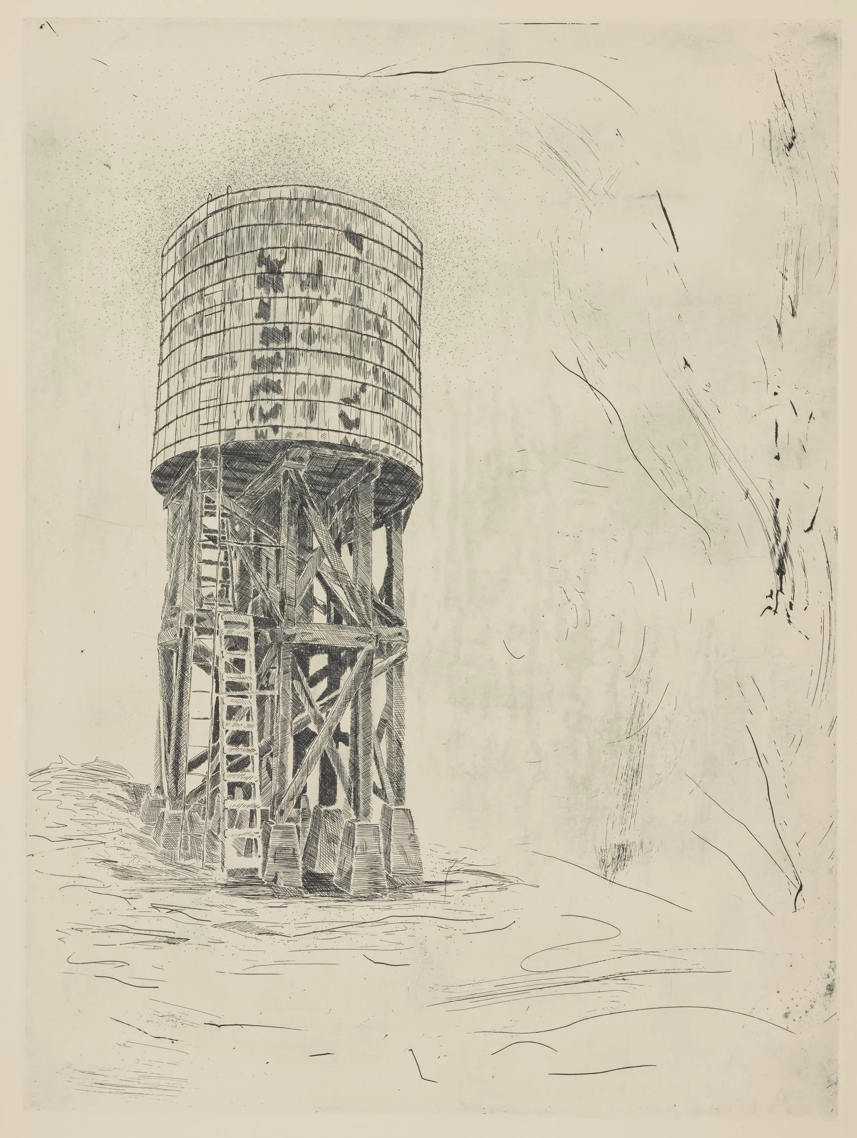   "Tower"   18 × 24 in. Etching, 2020 