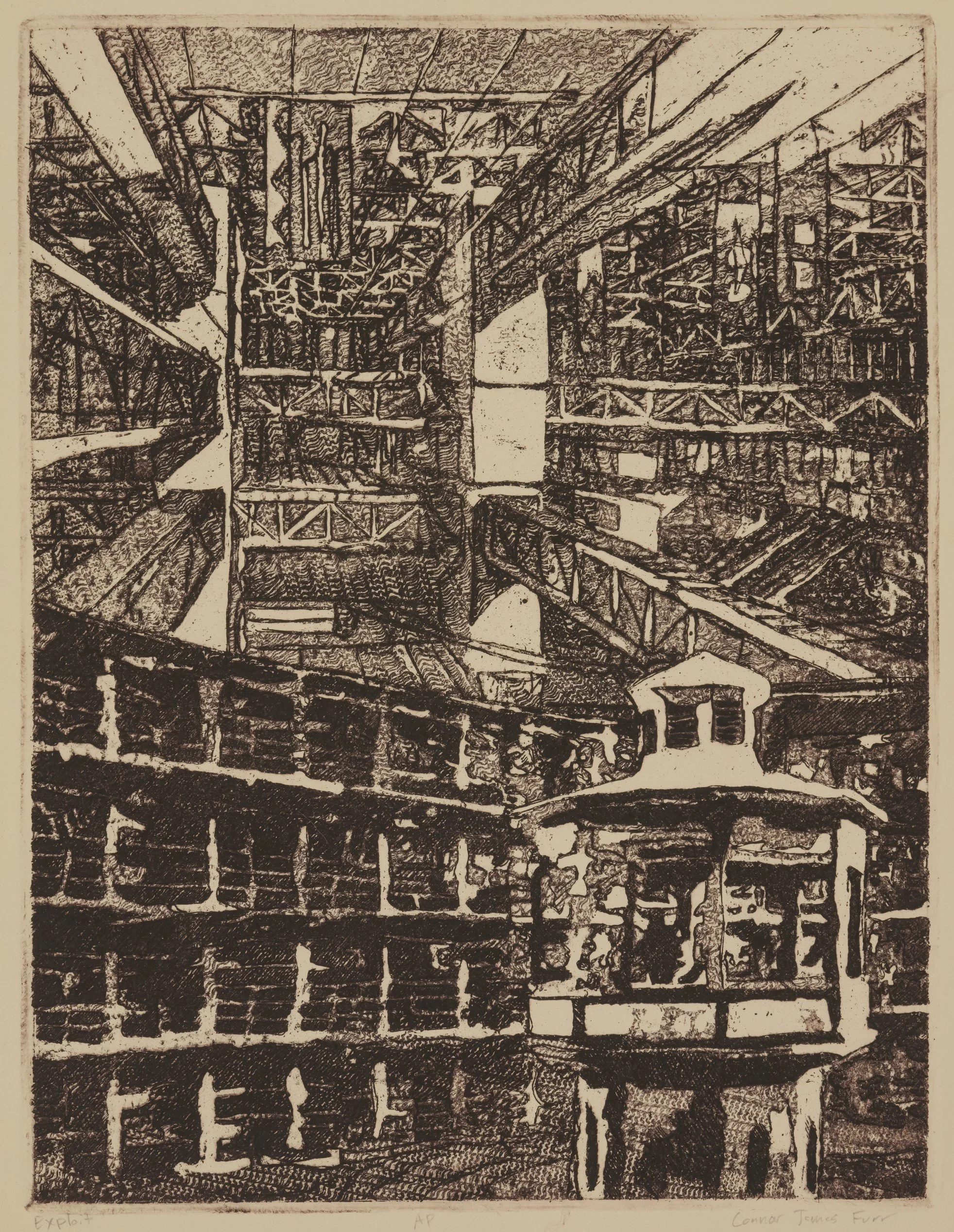   "Exploit”   9 × 12 in. Etching, 2021 