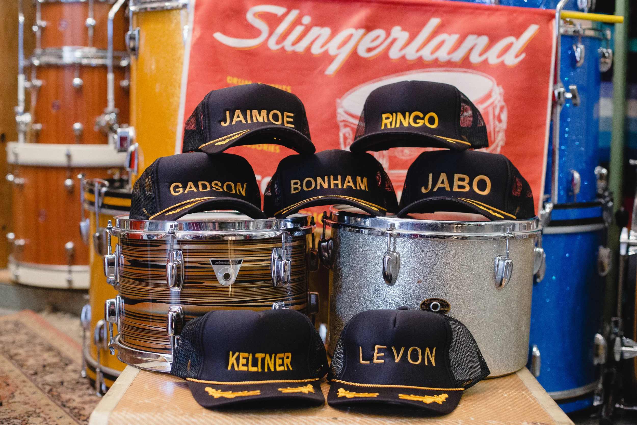 Black \u0026 Gold Drummer Trucker Hats 