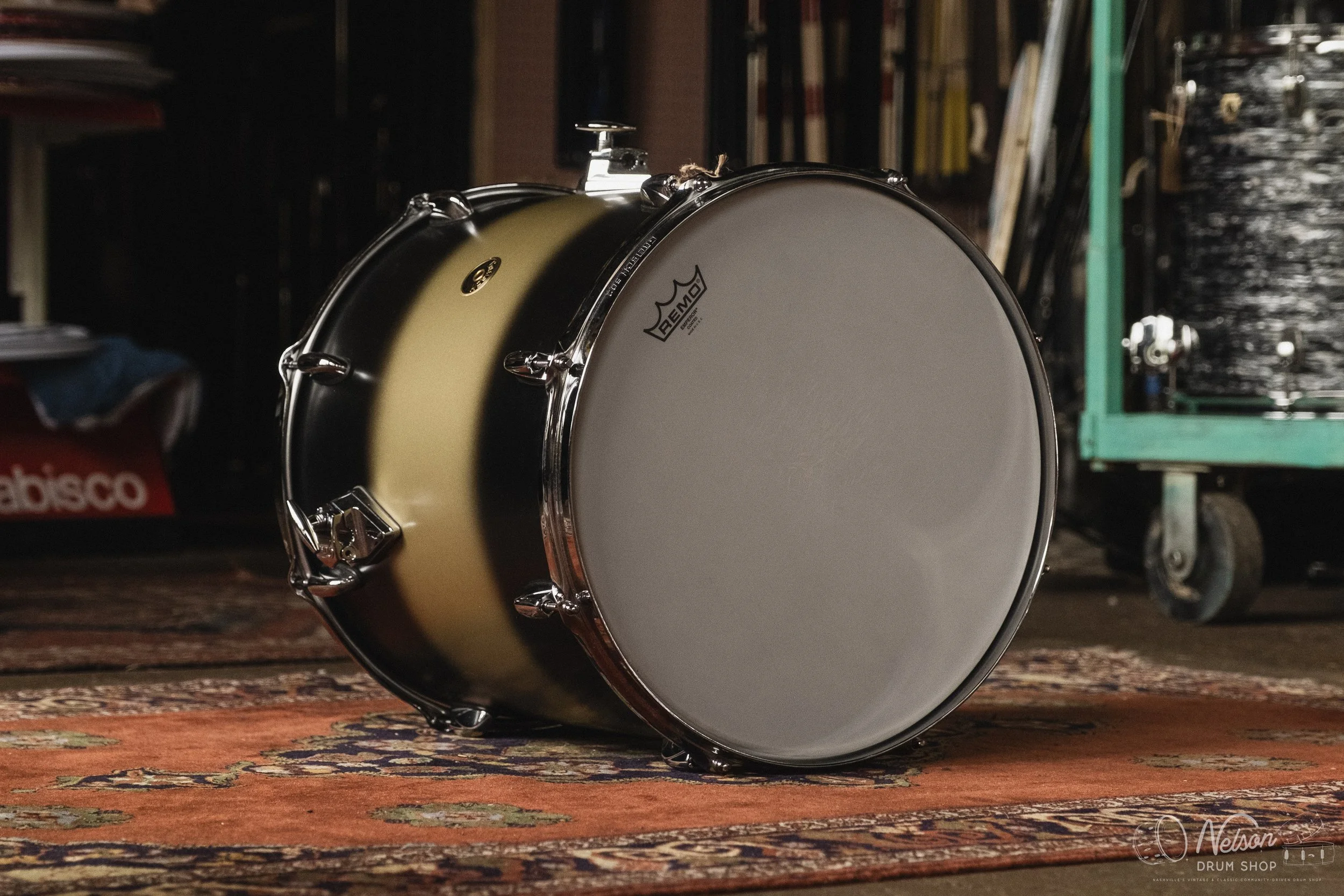 Used Gretsch 'Broadkaster' Floor Tom in Black & Gold Duco 16x16