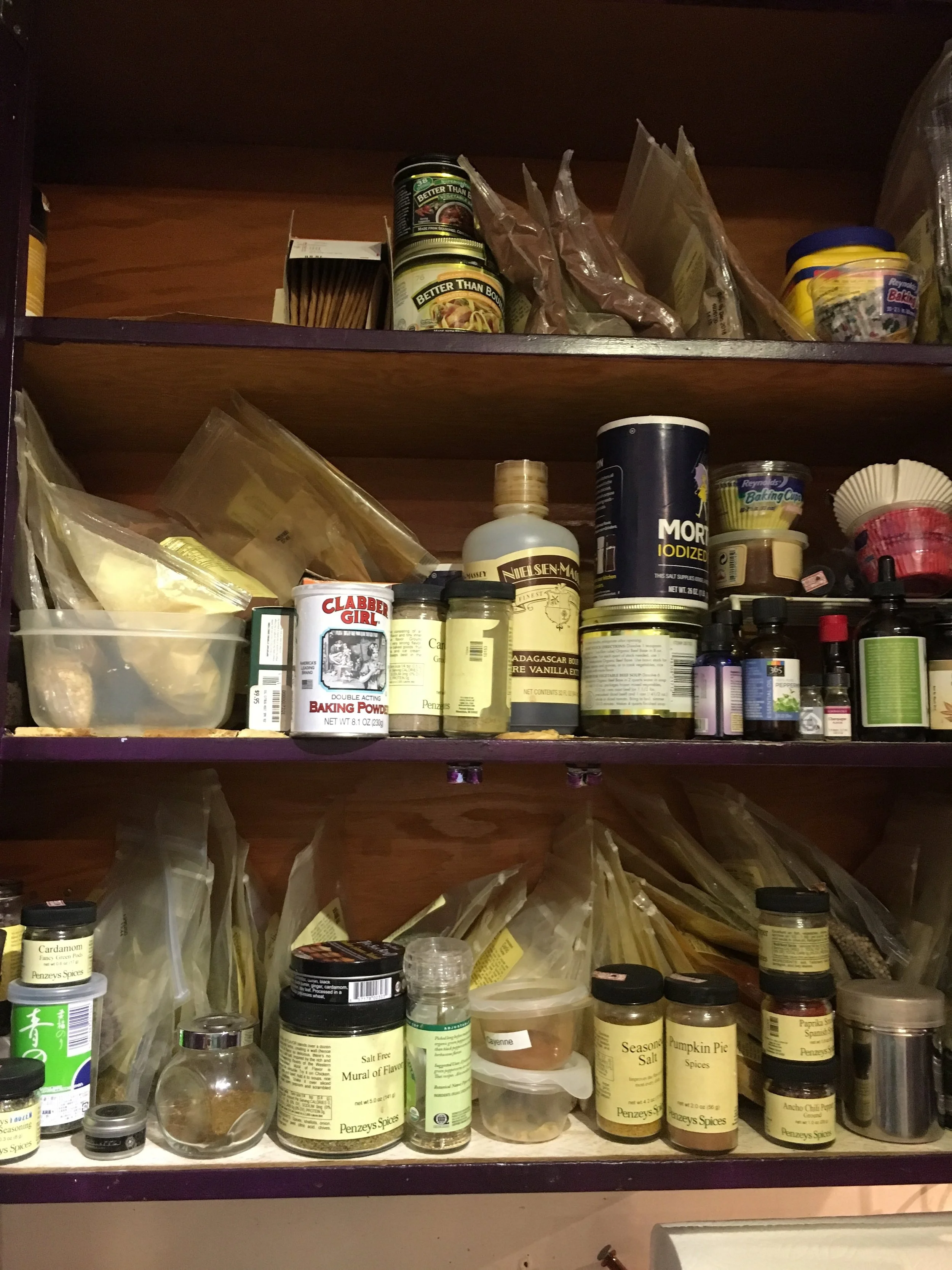Marc: I DO NOT HAVE A PENZEYS PROBLEM. (Every plastic bag you can see in this is a bag of spice, chocolate, etc, from Penzeys)
