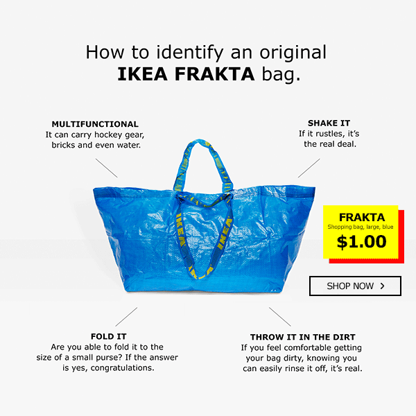håndtering utilgivelig Arv IKEA Provides A Brilliant Response to Balenciaga's £1125 Copy Of Its 40p Tote  Bag — Fashion, Law & Business