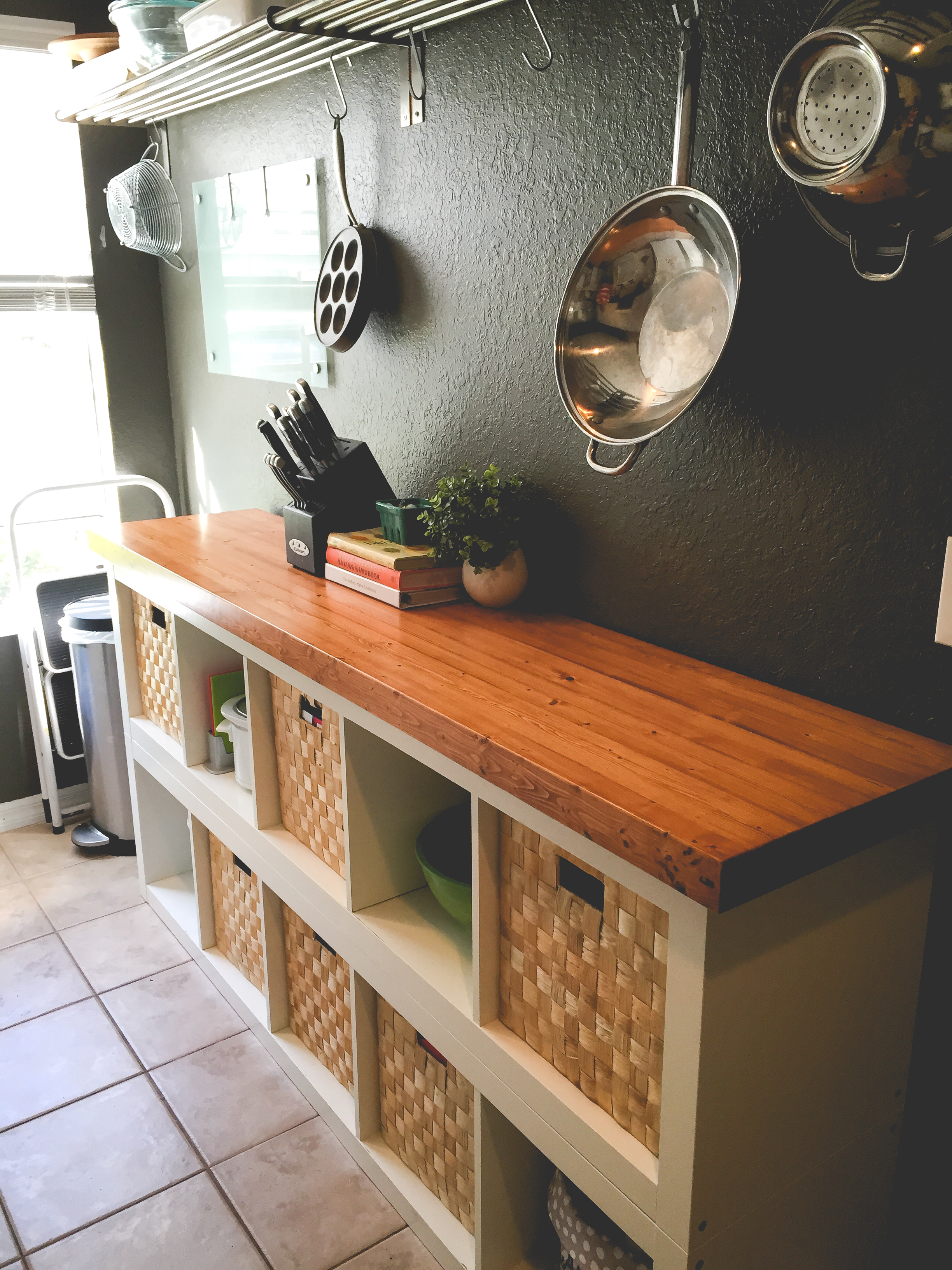 Custom countertop designed to fit IKEA storage