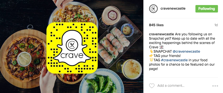 An example of a Snapchat promotion on Instagram