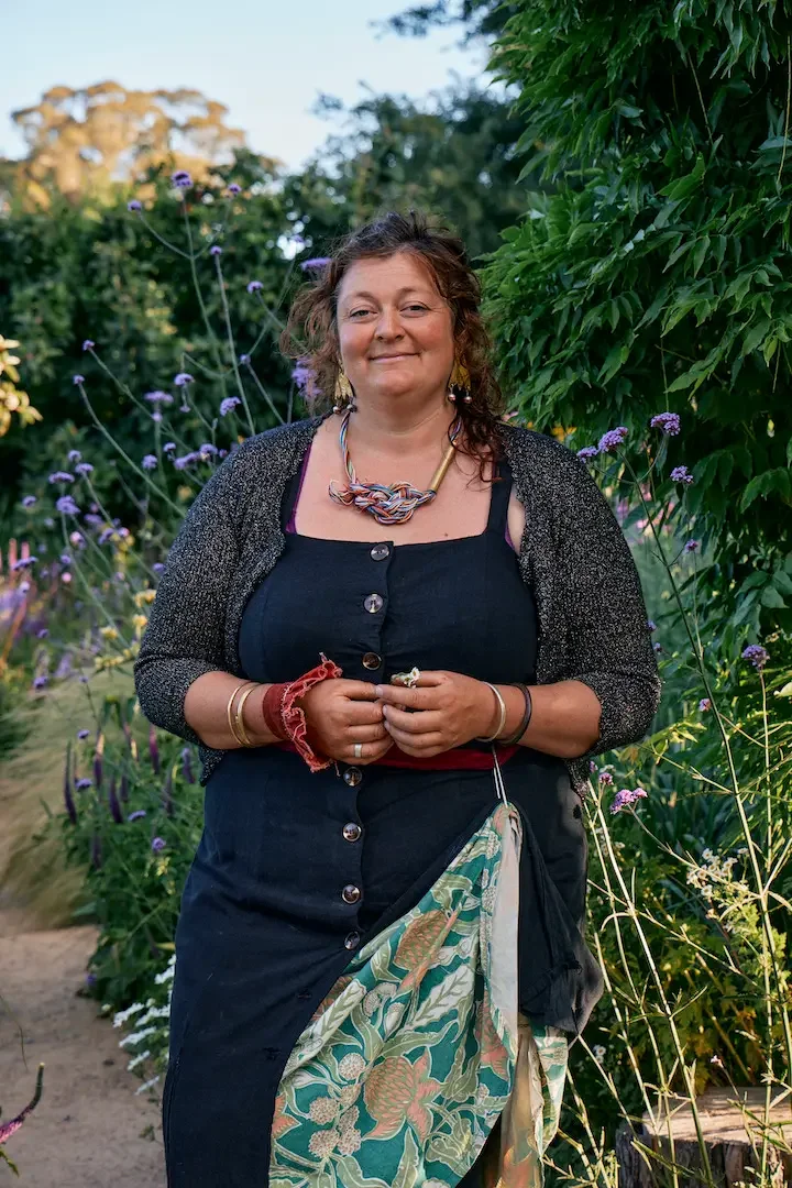 Lily Langham in her garden