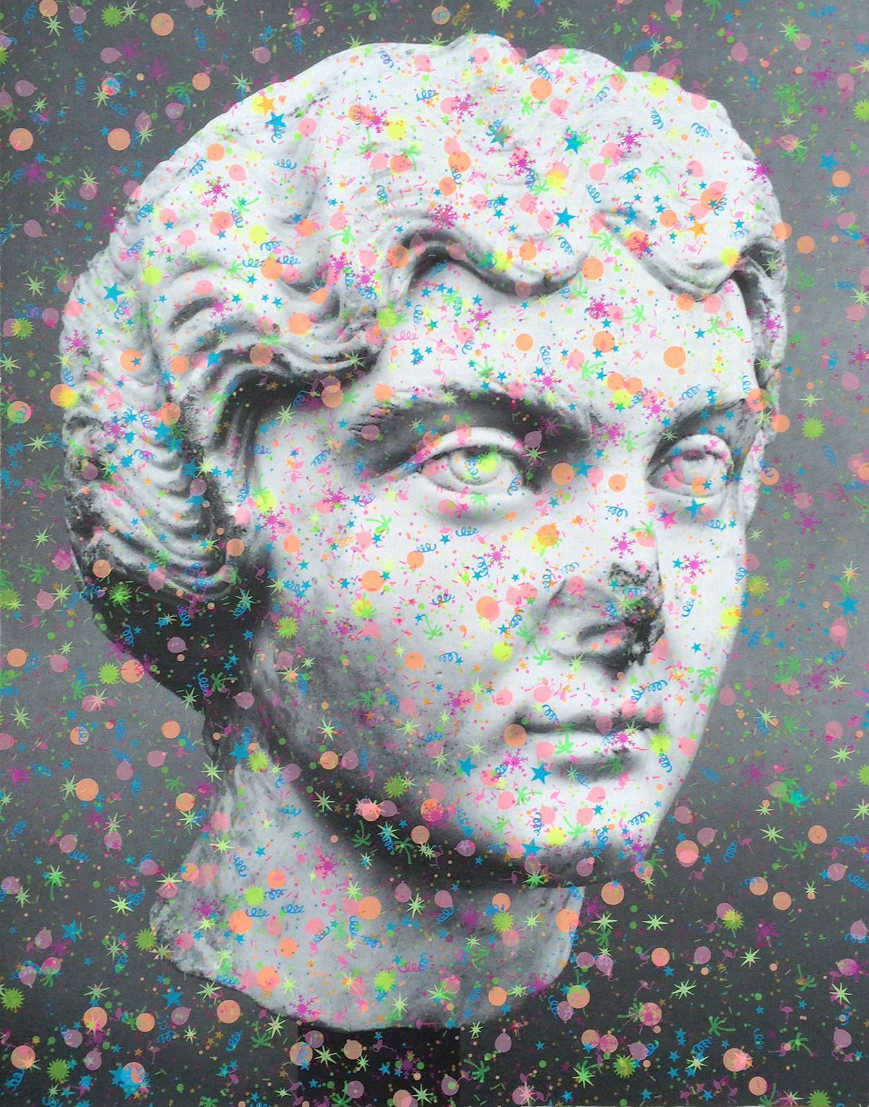 Party Girl (Faustina the Younger) | screen print on archival inkjet print | 37"x29" | 2015
