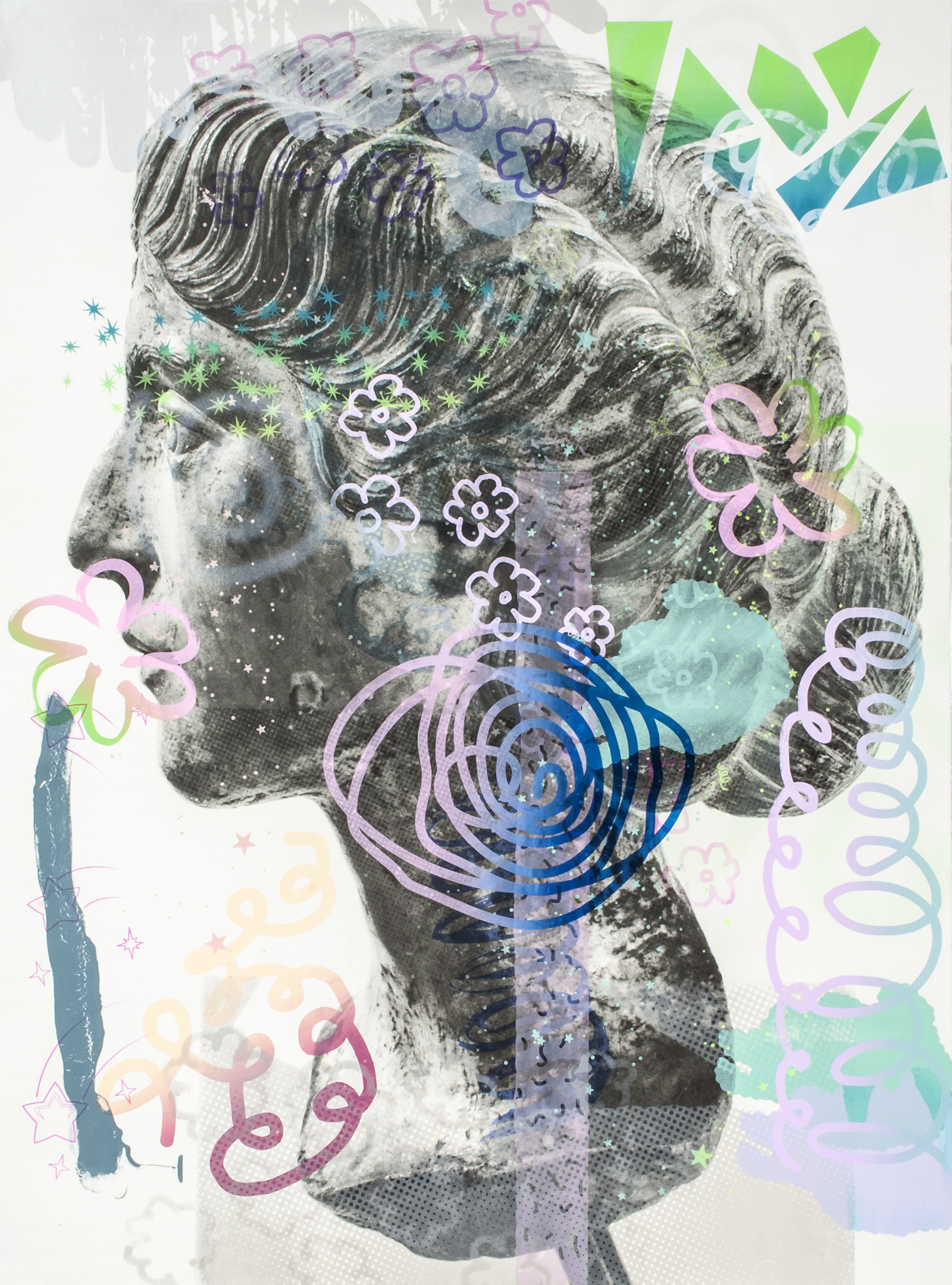 It Girl (Maybe a Daughter of Faustina the Younger) | screen print on archival inkjet print | 39.5"x29" | 2016