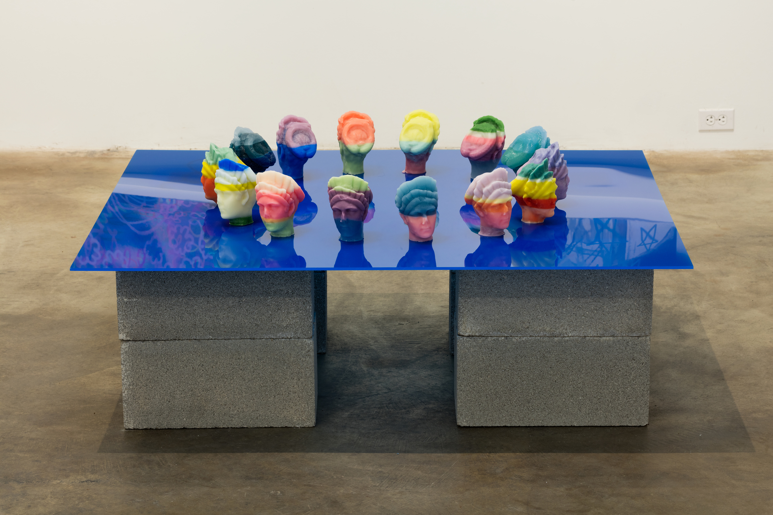 Ruins | wax, acrylic sheet, cement blocks | 21" x 48" x 41" | 2016