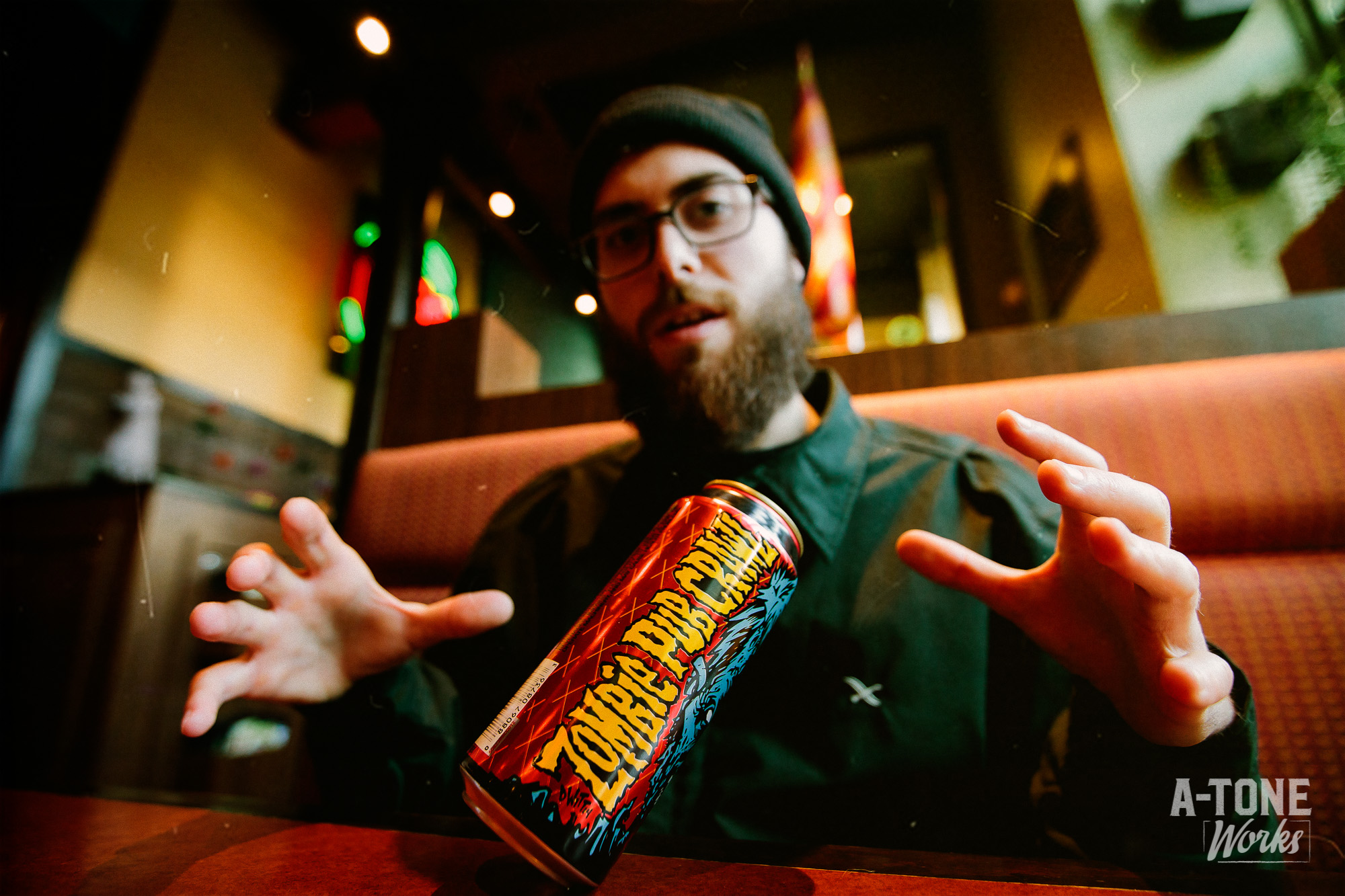 Photog friend Austin Fassino performing some pre zombie magic at Pizza Luce