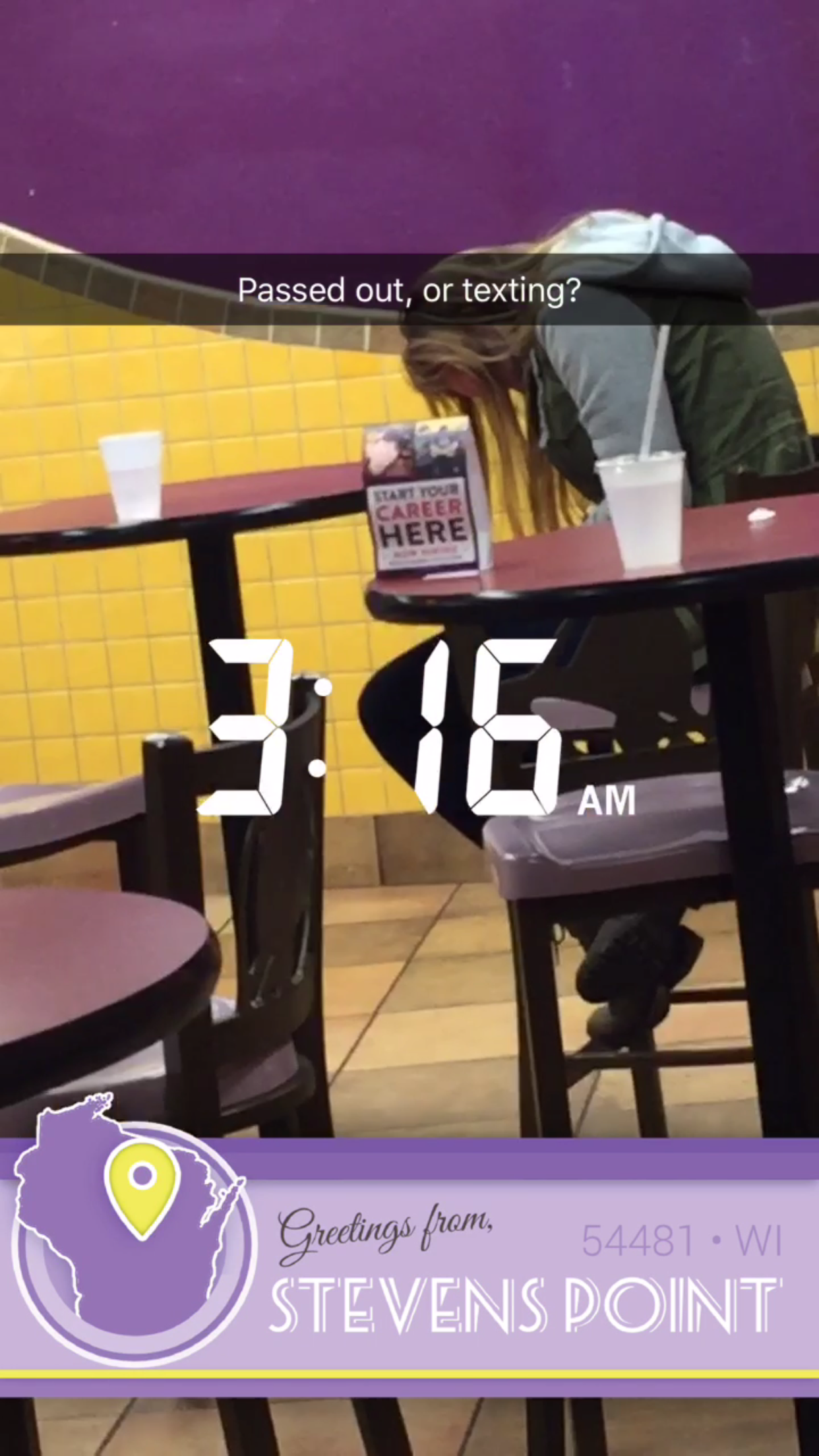 Taco Bell, pictured above, the shelter for too lit girls.