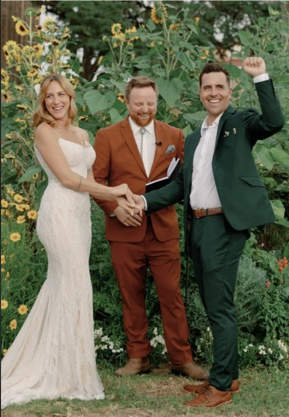 Smiling Bride & Groom at New Orleans Wedding venue outdoor garden