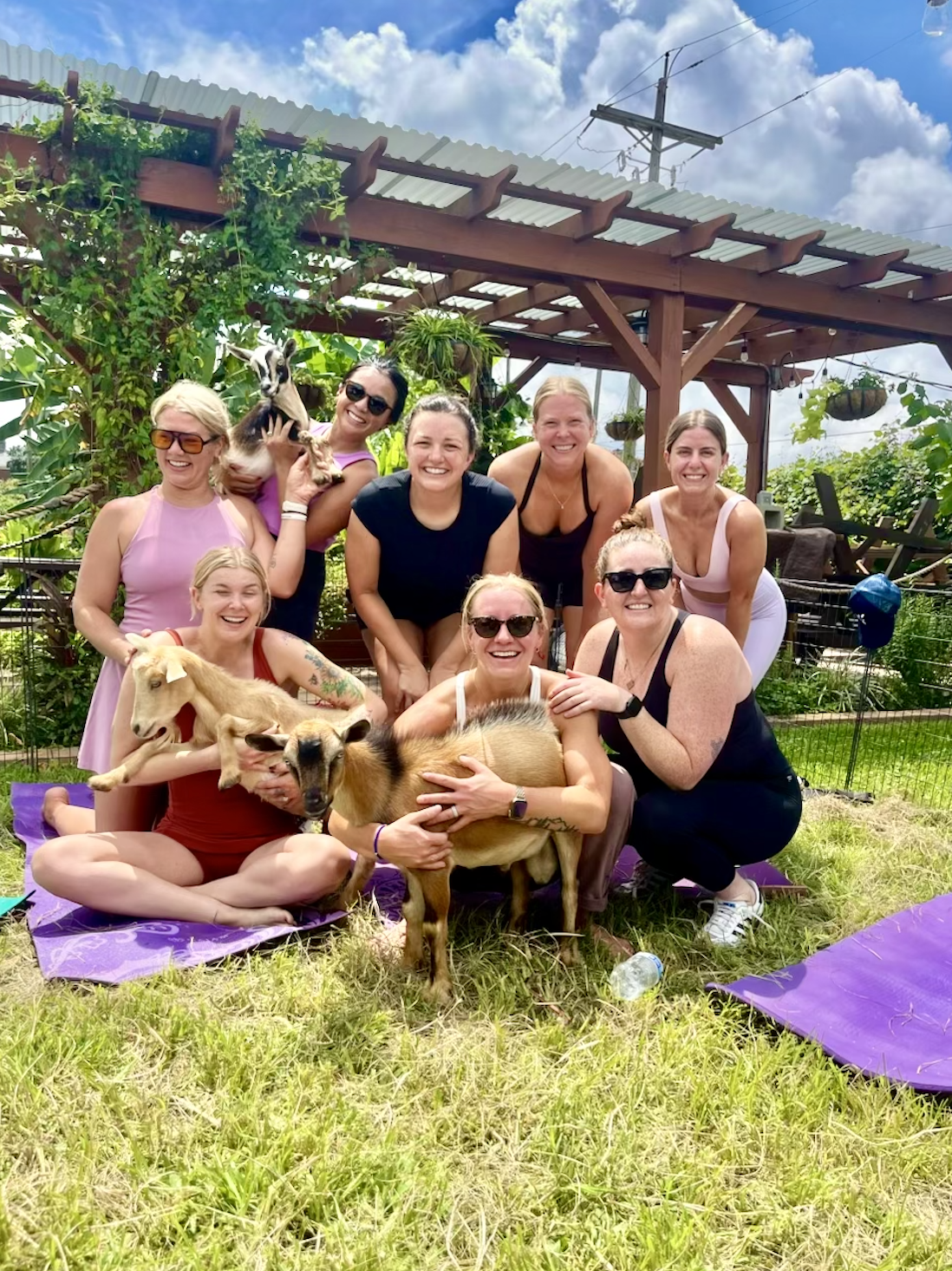Bachelorette goat yoga at Paradigm Gardens
