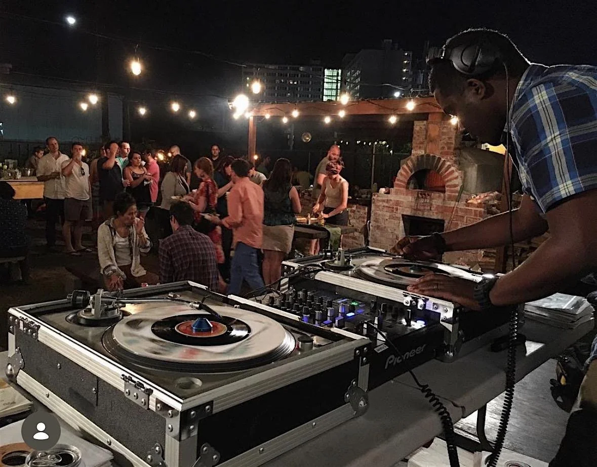 Off the Record night at Paradigm Gardens. Vinyl DJ and pop-up chefs.