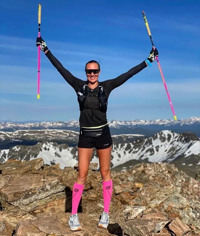 Crushing a 14&rsquo;er for breakfast! 🏔 Tagged Quandary Peak in our summer home mtn range. It is 13th tallest peak in Colorado. One 14&rsquo;er down, many to go! ⁣
⁣
@brooksrunning @lekiusa @spring_energy @cepcompression @camelbak @therealsaltstick 