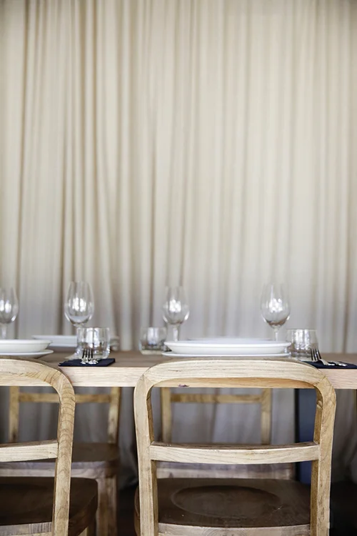 TABLE SETTING IN THE PRIVATE DINING ROOM