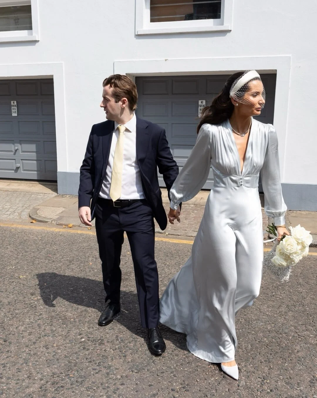 A wedding story told in (mostly) black and White, with a subtle hint of colour; the most beautiful shade of blue seen in this gorgeous Rixo wedding dress. 🩵 Charlotte and Harry&rsquo;s legal wedding day in Chelsea ahead of their wedding celebration 