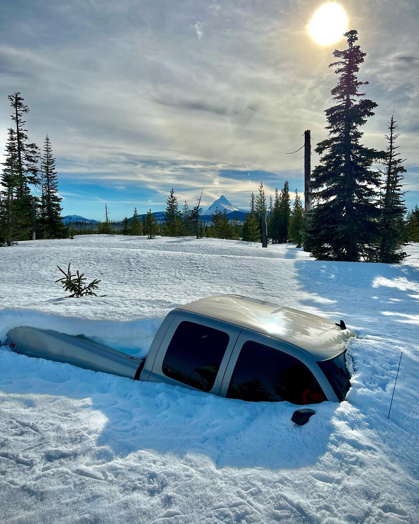 Happy Hump Day Y&rsquo;all! Hope your week is going better than this! 

Found this unfortunate truck while Snowshoeing near the Santiam Pass PCT trailhead. Guessing it got stuck on a Christmas tree hunt just before the big snowstorms hit. Looks like 