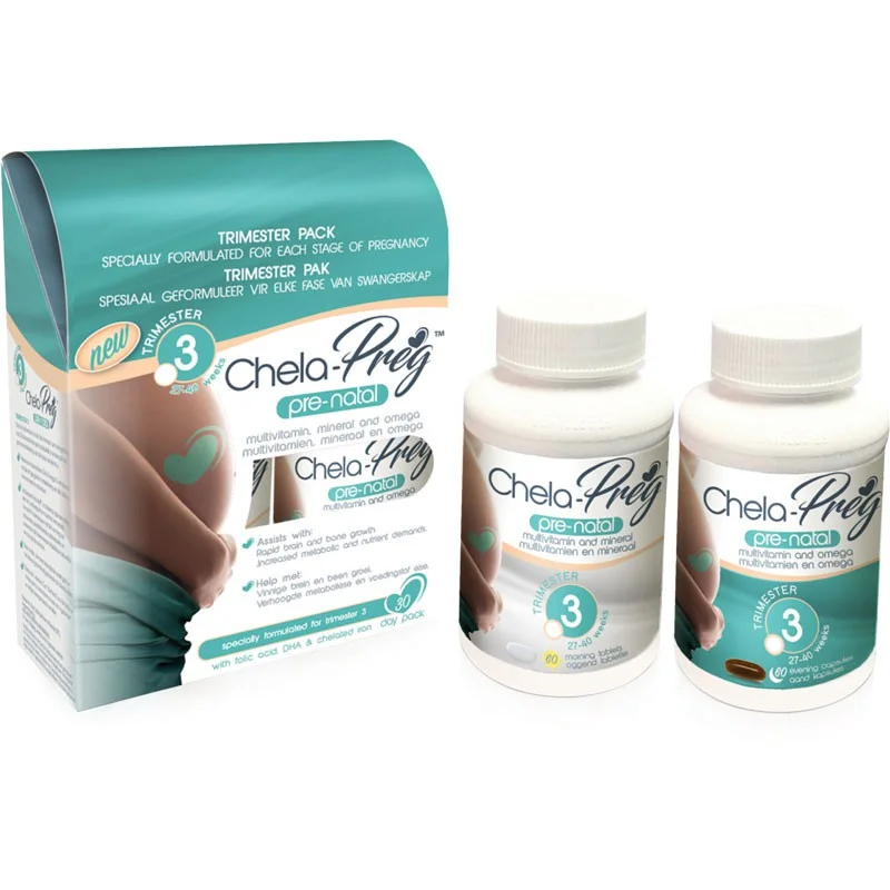 Third Trimester Pack of Chela-Preg trimester specific prenatal or pregnancy multivitamins
