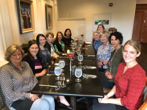 Left row: Carmen Dionne (Université du Québec à Trois-Rivières), Amy Perkins (Brookes Publishing), Naomi Rahn (Wisconsin DOE), Diane Bricker (University of Oregon), that's me in green - Marisa Macy (University of Central Florida), and I-Ching Chen (Kent State University). Right row: Sarah Zerofsky (Brookes Publishing), Misti Waddell (University of Oregon), Jennifer Grisham-Brown (University of Kentucky), Joann Johnson (St. Cloud University), and Heather Shrestha (Brookes Publishing)